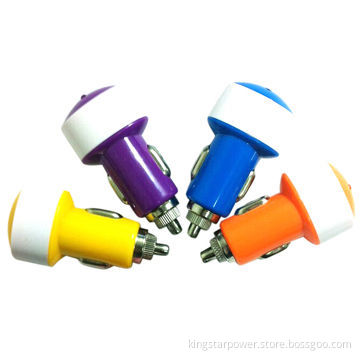 Mini universal car charger for mobile phone, iPhone, iPad, 5V 1A, dual color contrasting, portable